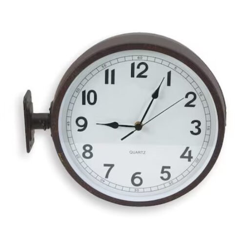 Zoro Select 2Chy5 11-5/8" Analog Quartz Double Sided Wall Clock, Black