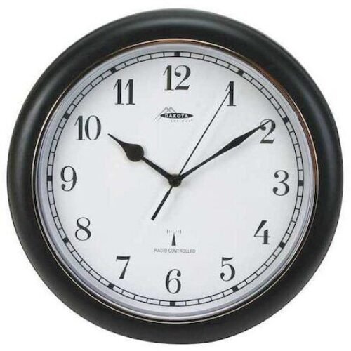 Zoro Select 2Cja3 12-1/8" Analog Quartz Atomic Wall Clock, Black