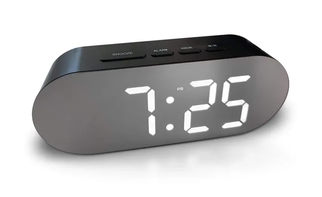Digital clock with LED display and top controls - check sound light