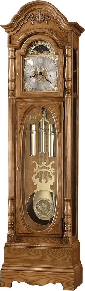 Full wooden floor clock showing its cabinet silhouette - check space